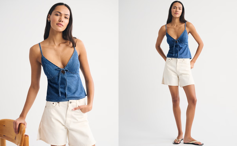 A&F Bella Bra-Free Chambray Tie-Front Cami