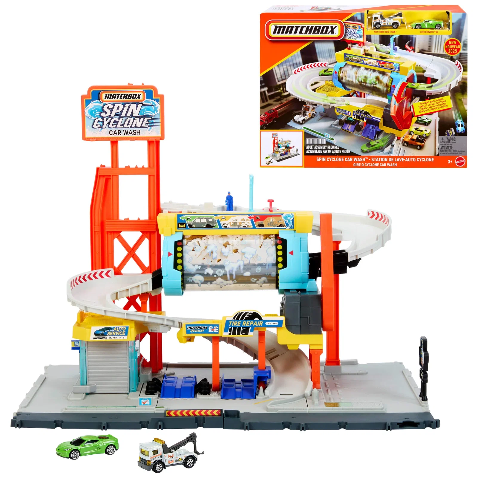 Image of Matchbox Spin Cyclone Car Wash Playset