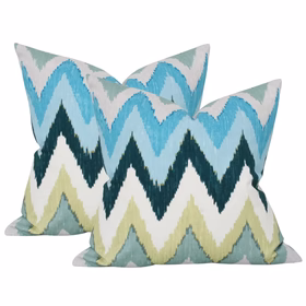 Adras Ikat Blue and Green - Set of 2