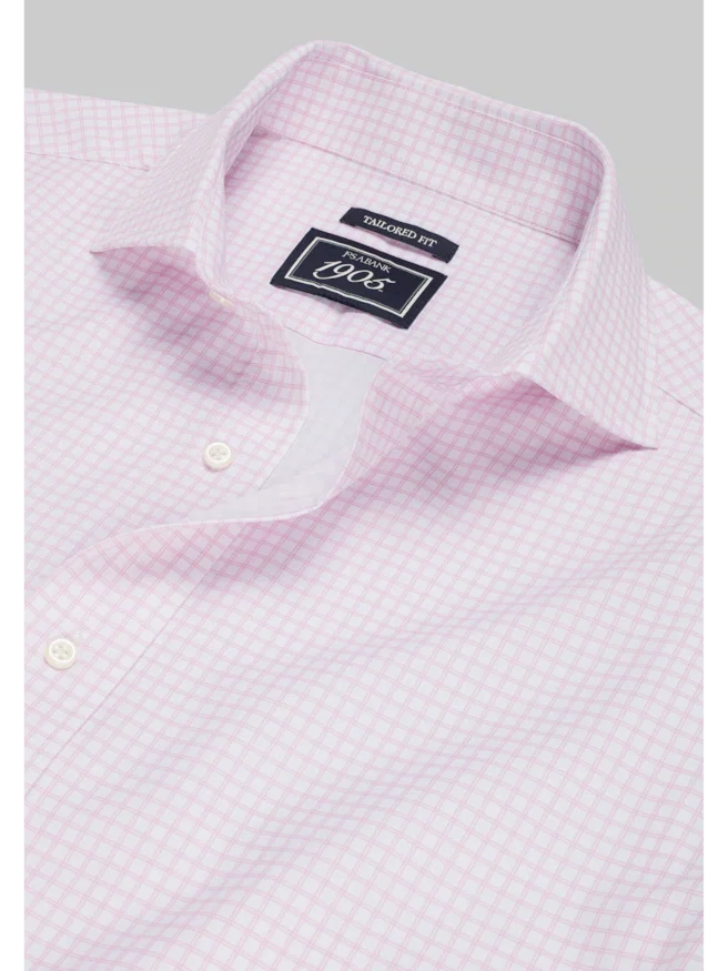 1905 Collection Tailored Fit Check 4-Way Stretch Dress Shirt