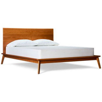 Catalina Queen Platform Bed - Solid Cherry Hardwood - Splayed Legs and High Headboard - Mid-Century Modern Design