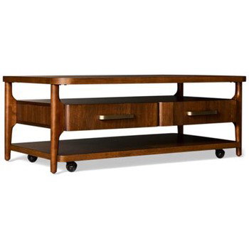 Delia Coffee Table - 2 Storage Drawers - Warm Walnut Finish - Casters for Easy Mobility