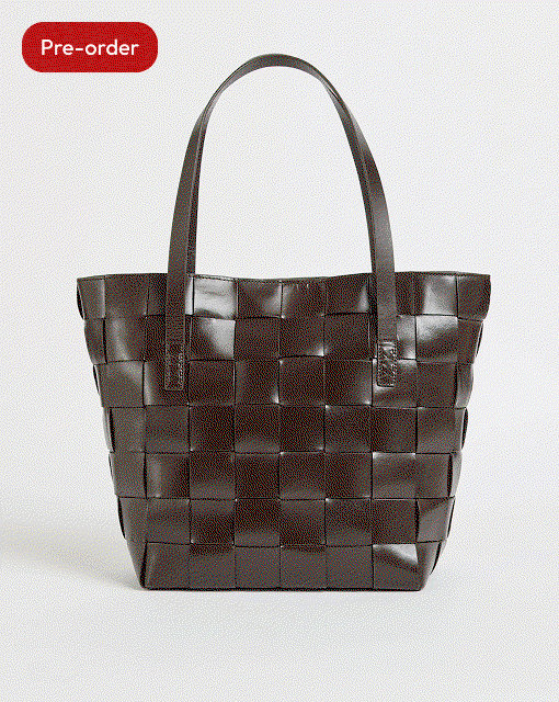 Genuine leather weave tote