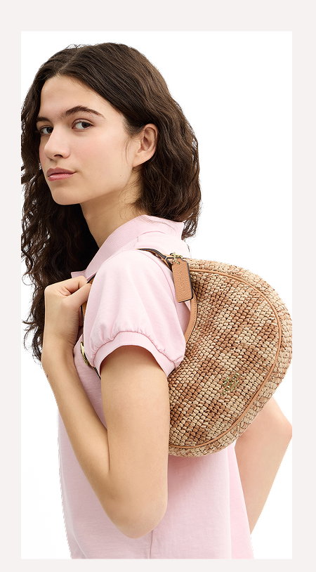Emily Shoulder Bag With Gingham Print Gold/Tan