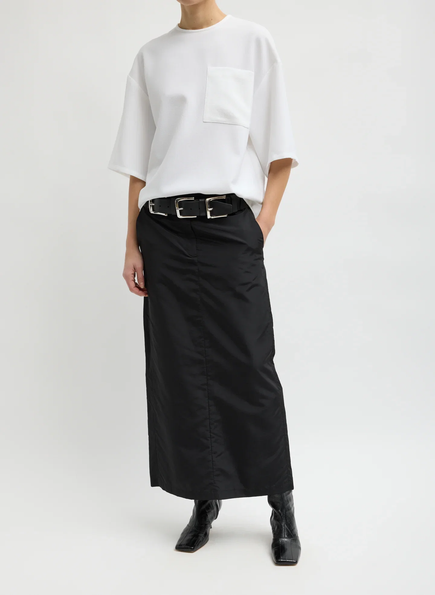 Image of Crispy Nylon Maxi Skirt