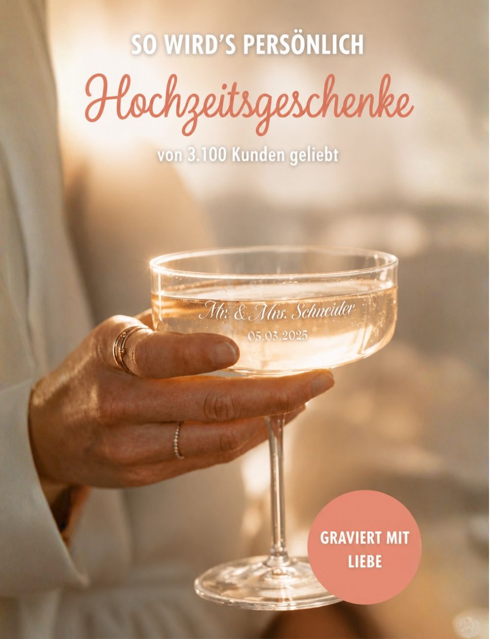 Personalisierte Champagnerschale mit Gravur