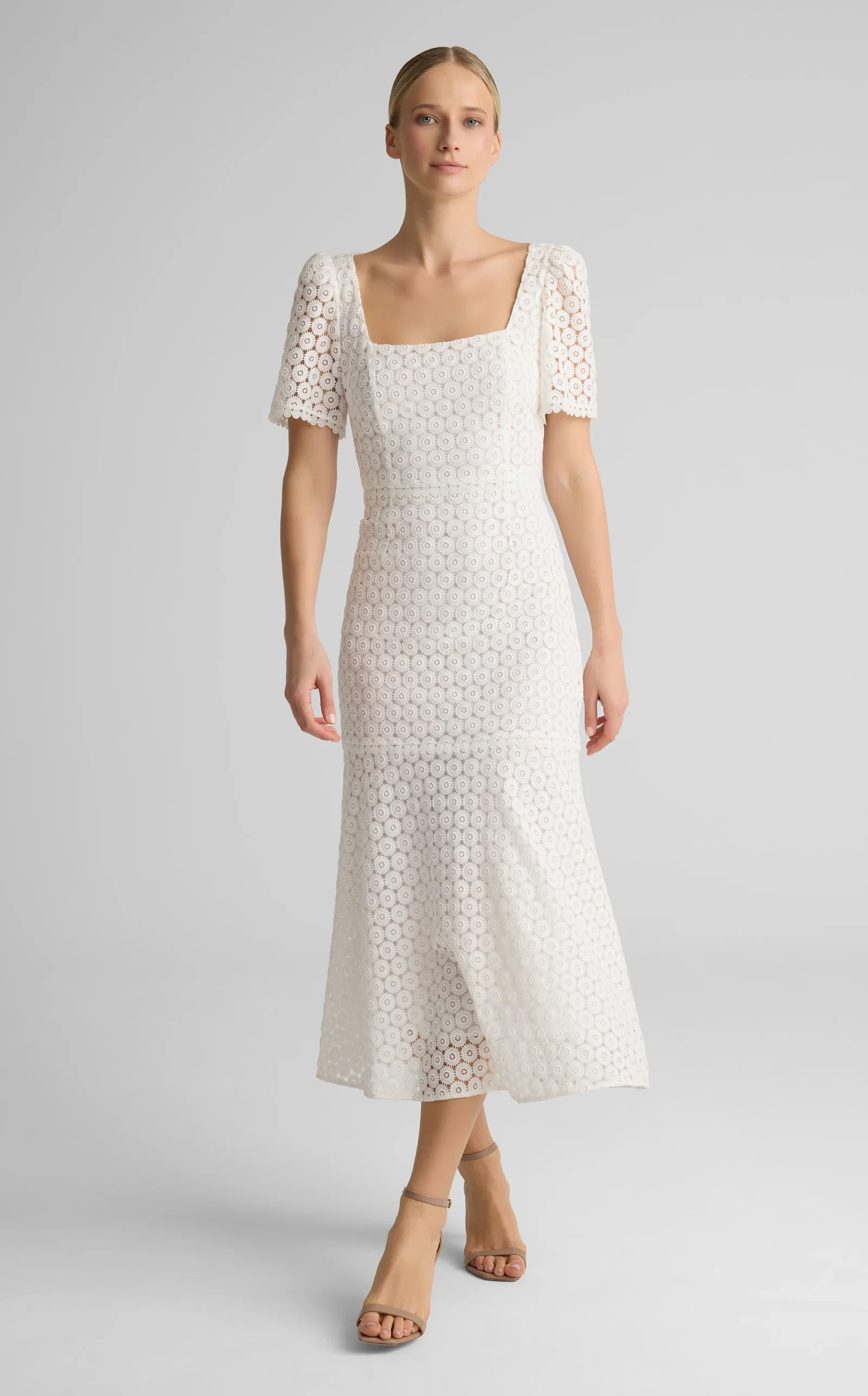 Image of Fiorella Dress in Geometric Eyelet
