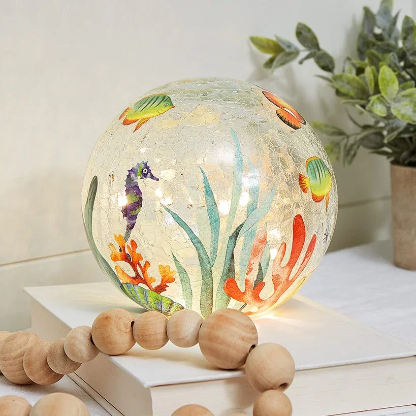 Image of Lighted Sea Life Themed Glass Globe
