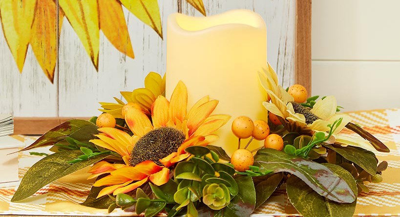 Sunflower LED Candle with Sunflower Ring