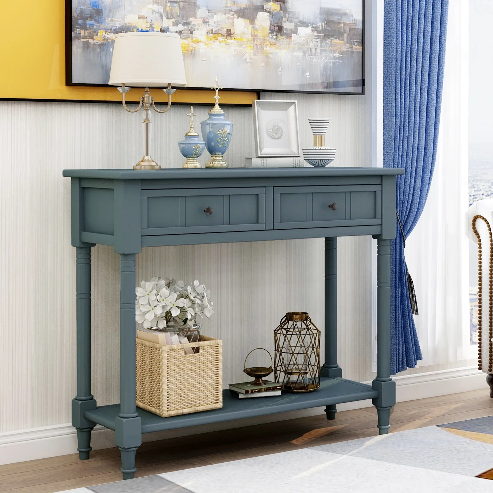 Image of Jace Console Table with 2 Drawers and Bottom Shelf