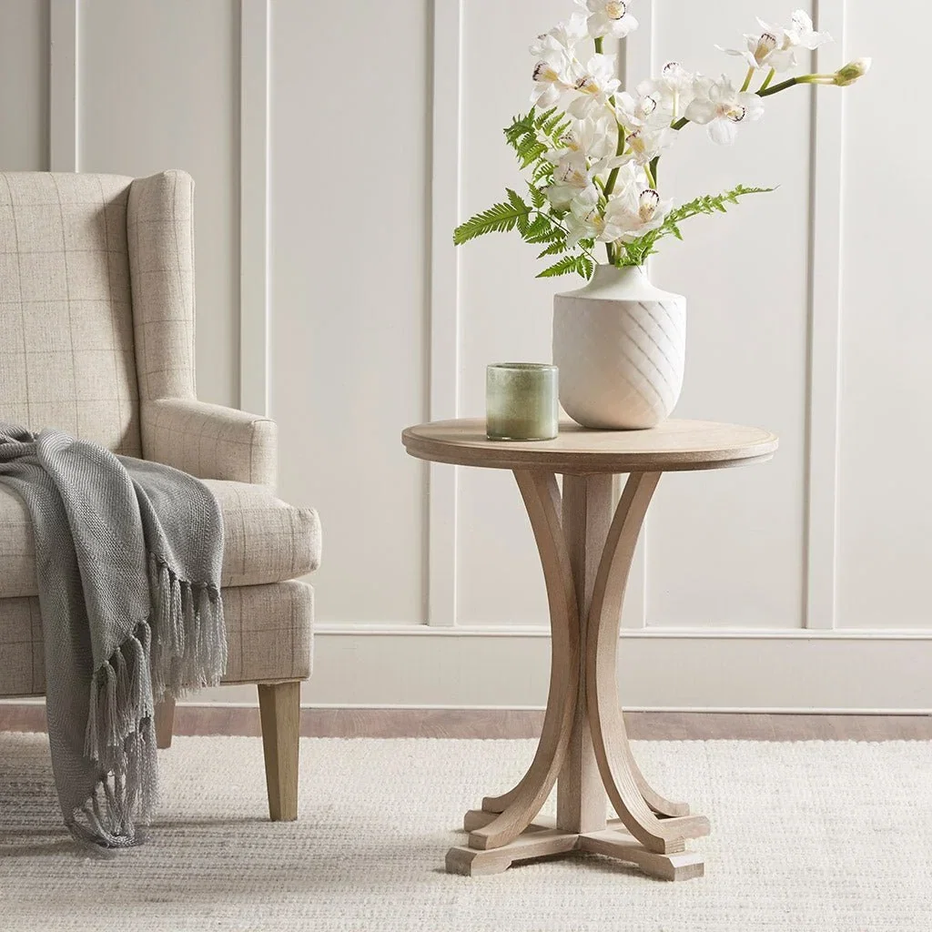 Image of Accent Table with Reclaimed Wheat Cross Leg Base