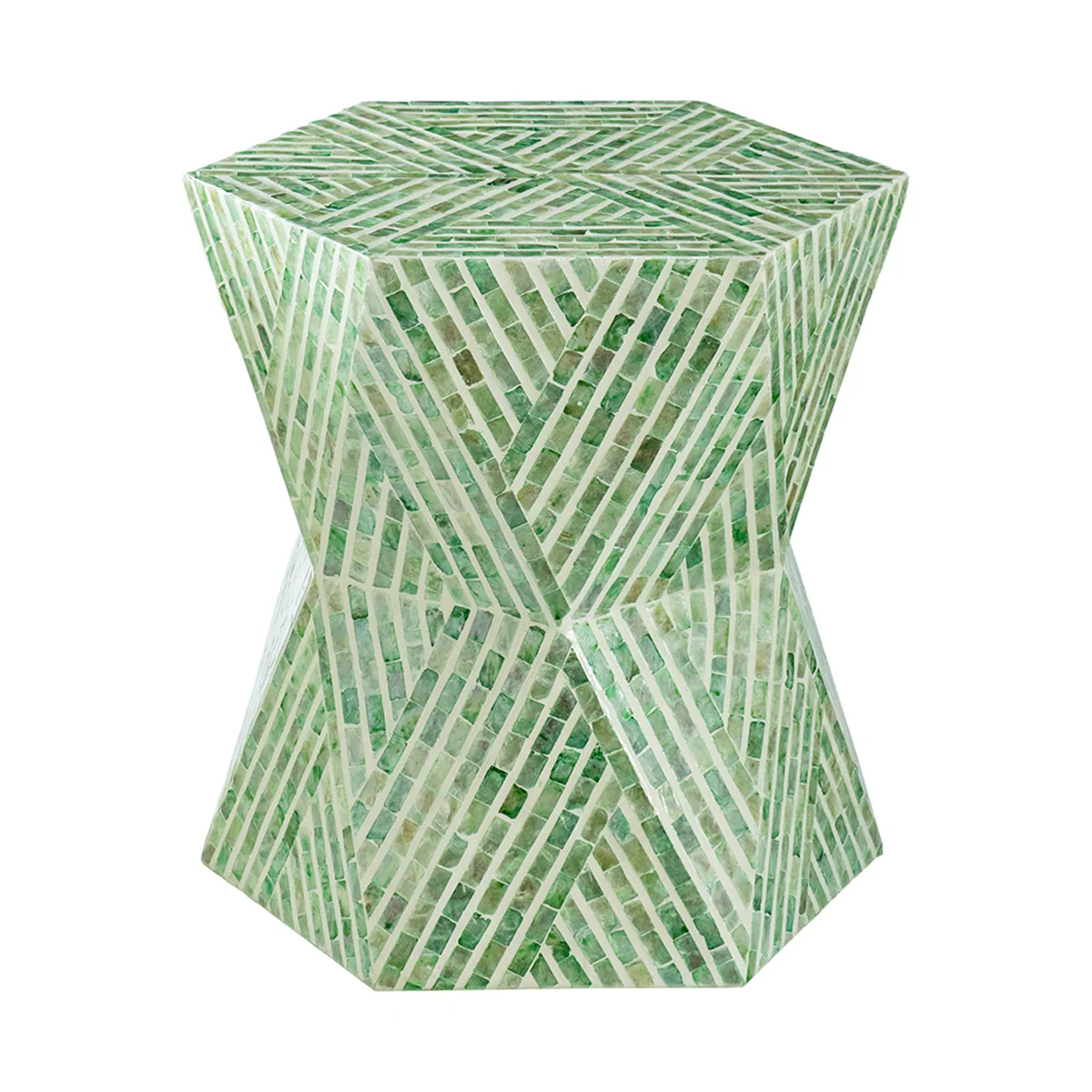 Image of Tapered Green Garden Capiz Stool/Accent Side Table