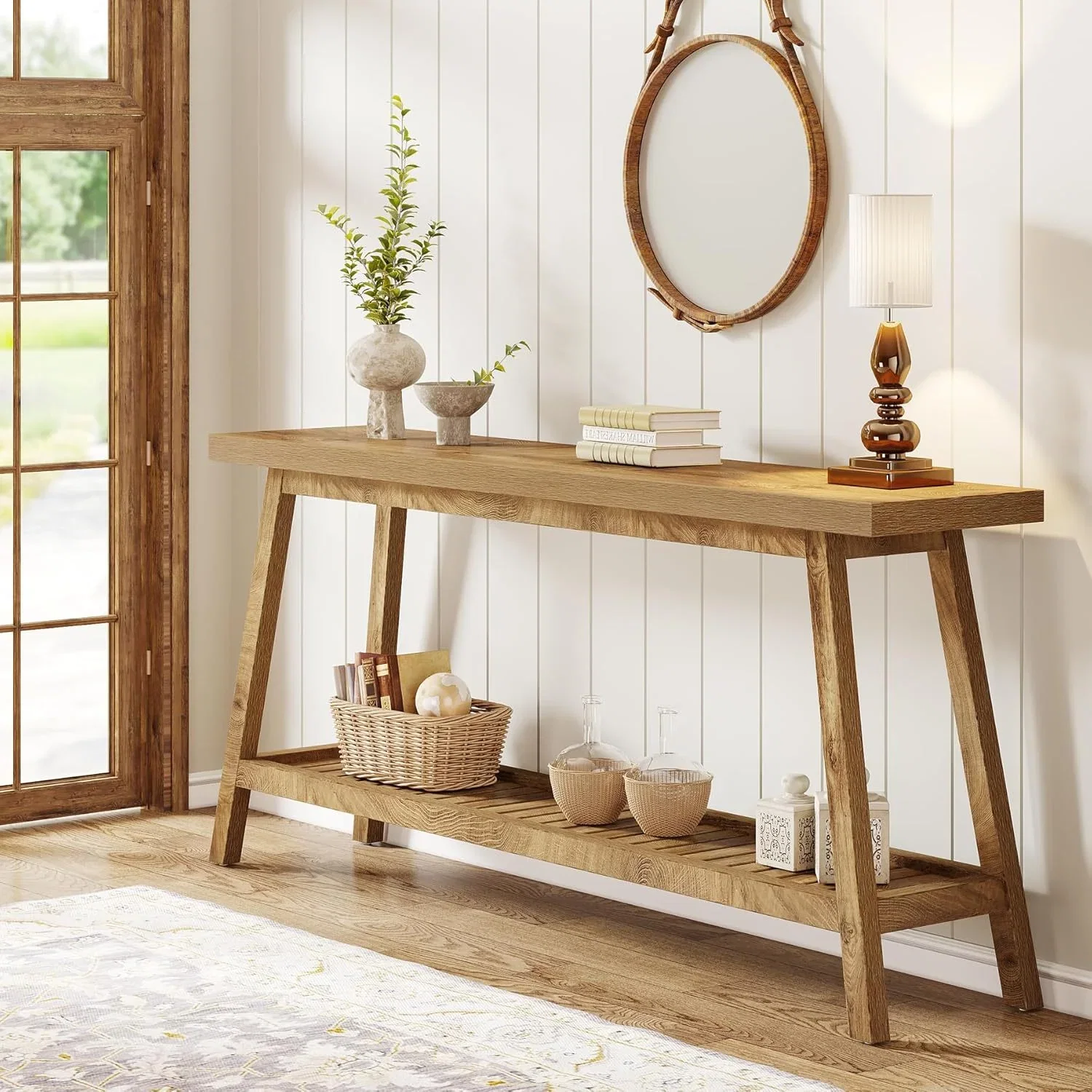 Image of Marleton Solid Wood Modern Farmhouse Console Table