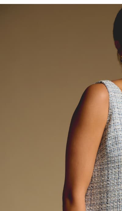 Tweed Short Hailey Dress In Steel Blue Multi