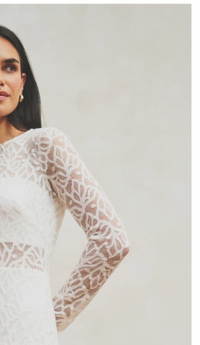 Long Sleeve Stretch Lace Illusion Midi Dress In Ivory