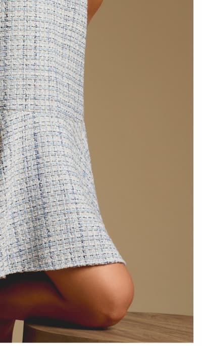 Tweed Short Hailey Dress In Steel Blue Multi