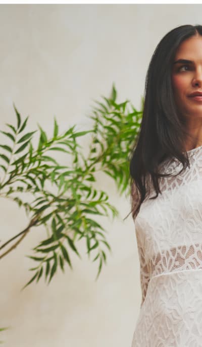 Long Sleeve Stretch Lace Illusion Midi Dress In Ivory