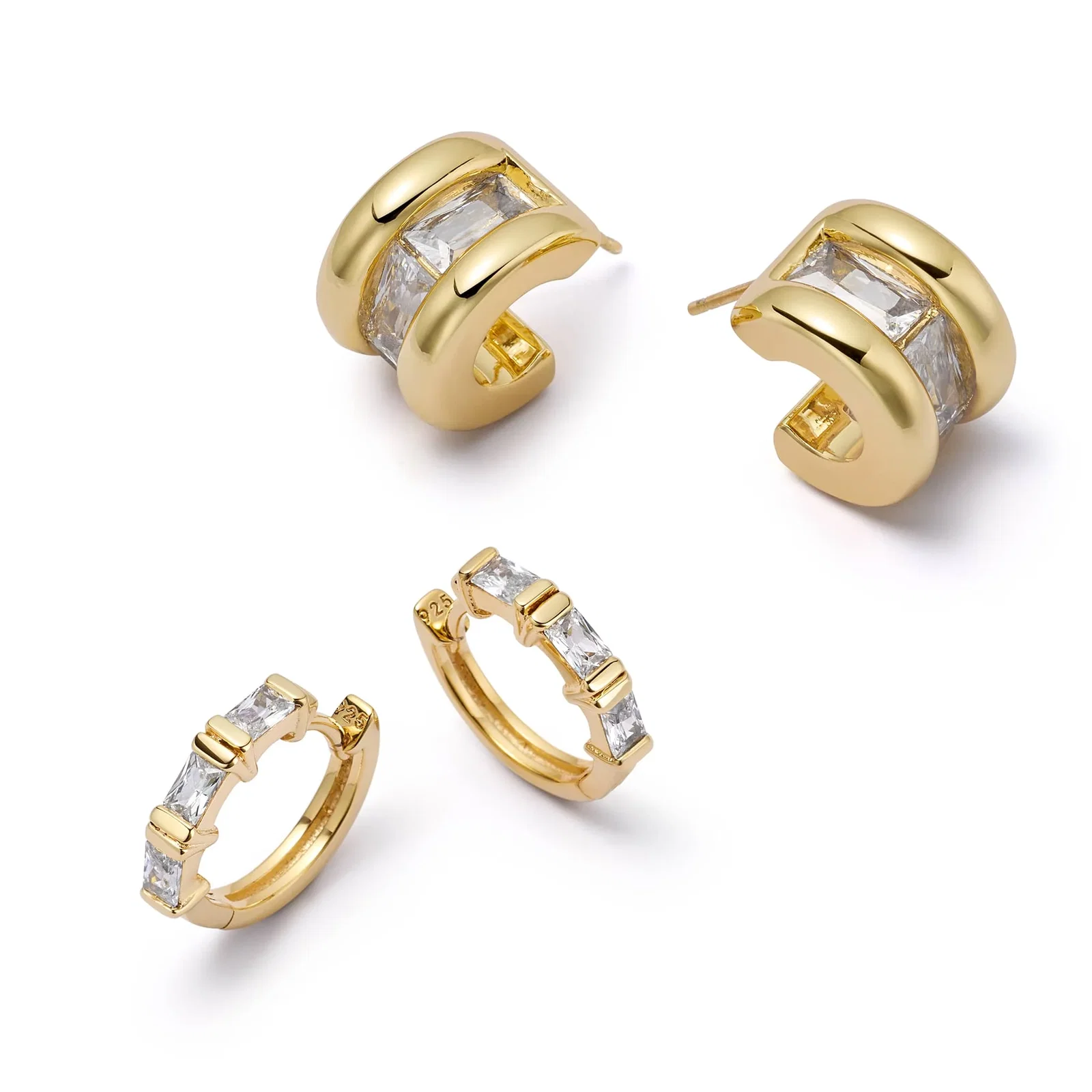 Image of Polly Crystal Mini Hoop & Huggie Earrings
