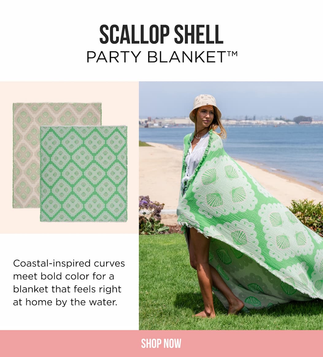 SCALLOP SHELL Coastal-inspired curves meet bold color for a blanket that feels right at home by the water. SHOP NOW