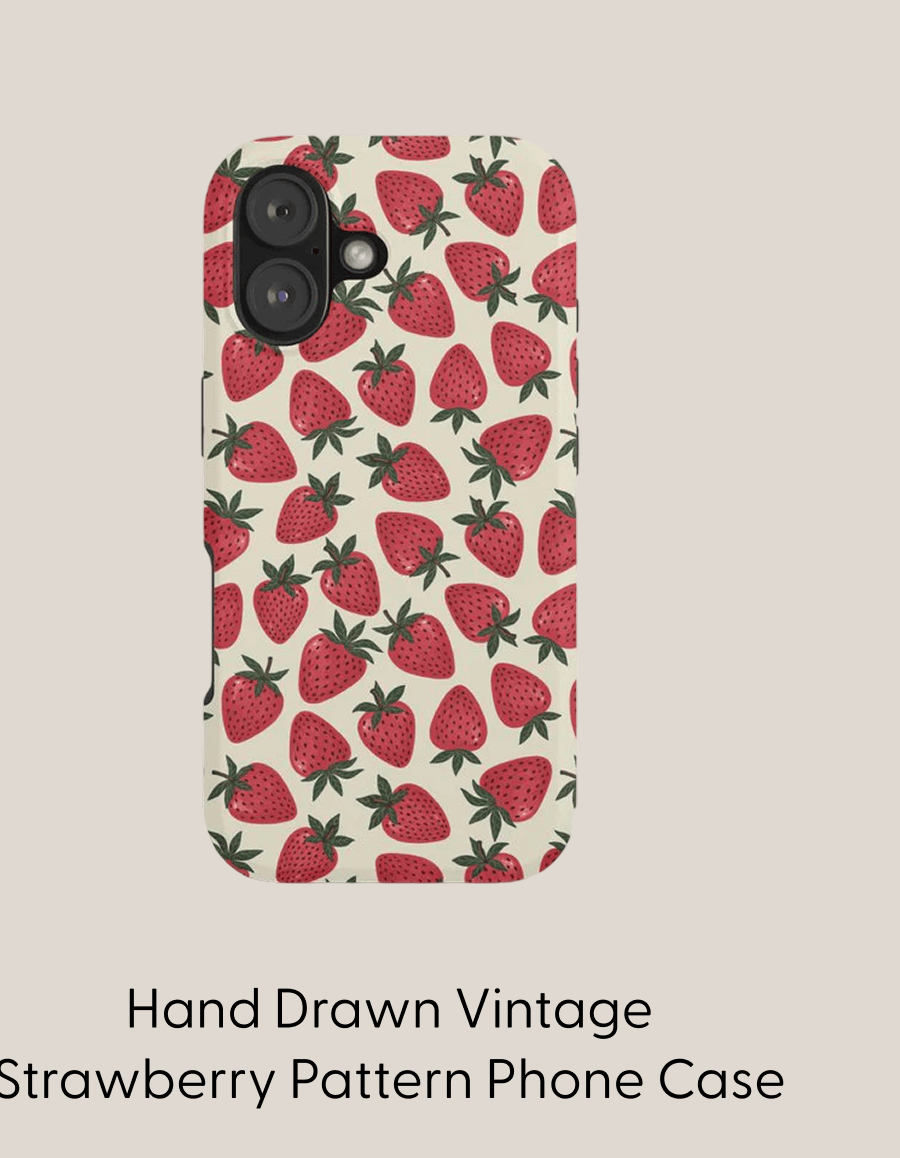 Hand Drawn Vintage Strawberry Pattern Phone Case