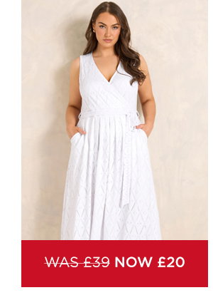 EVANS Curve White Broderie Wrap Midi Dress