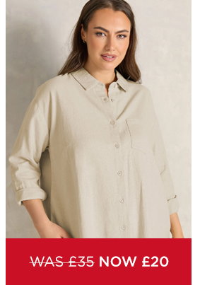 EVANS Curve Natural Brown Premium Linen Shirt