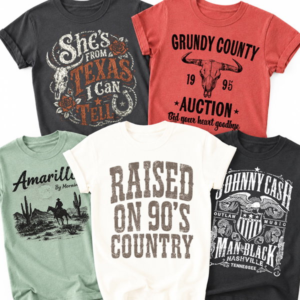 Classic Summer Concert 90's Country Western Rock Band Music Graphic Tees | Band Tees