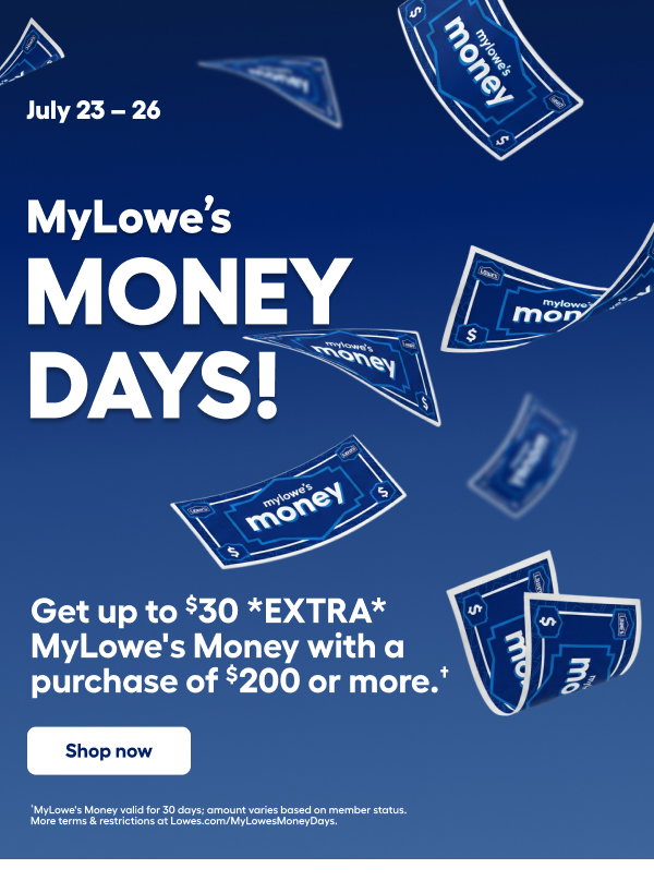 Get up to $30 Extra MyLowe's Money with a purchase of $200 or more