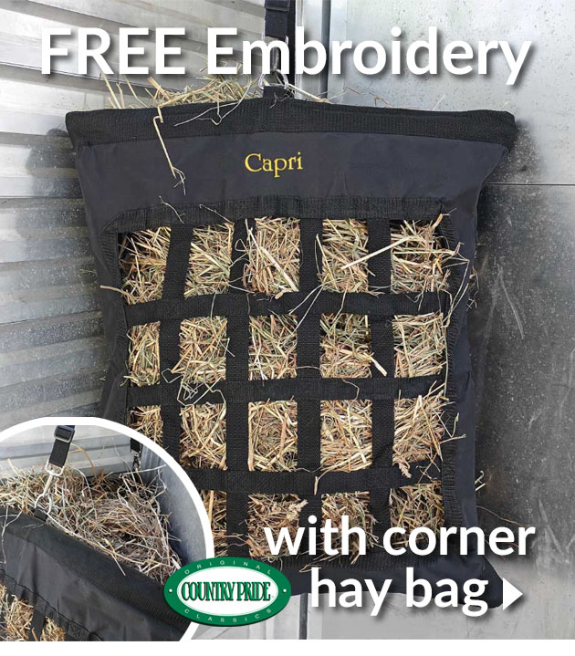 Free embroidery with corner hay bag