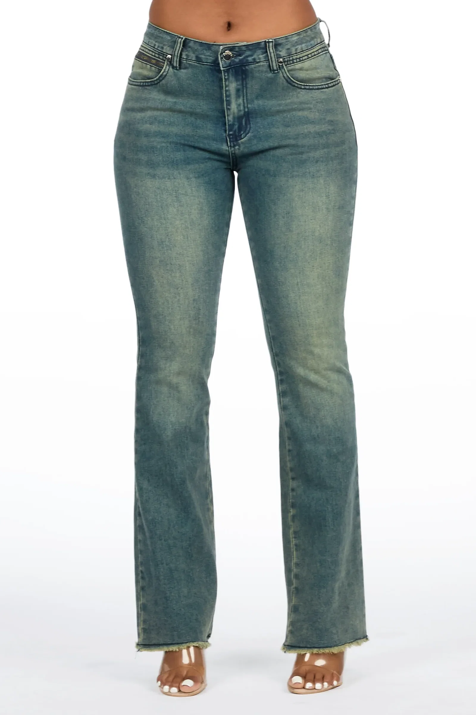 Image of Tiriea Tint Wash Low Rise Stretch Bootcut Jean