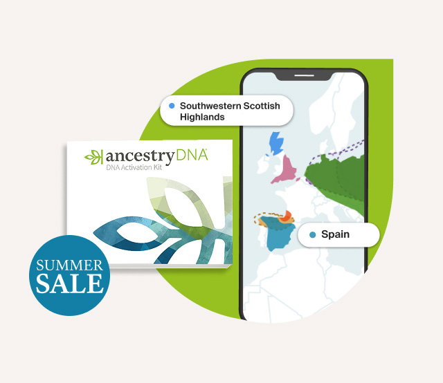 Images of a map of Europe on a mobile phone next to a DNA kit