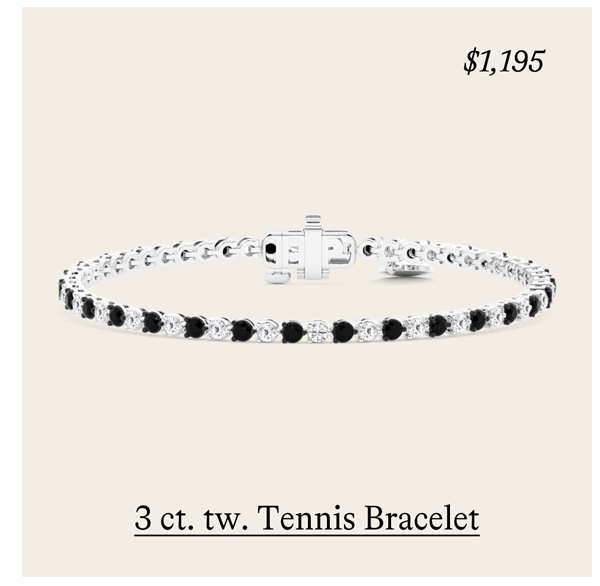 3 ct. tw. Three-Prong Black & White Lab Grown Diamond Tennis Bracelet in Sterling Silver