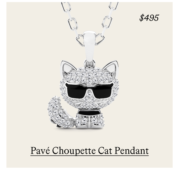 Pavé Choupette Cat Pendant Necklace in Sterling Silver