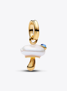 Treated Freshwater Cultured Baroque Pearl Mushroom Dangle Charm