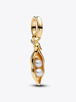 Treated Freshwater Cultured Baroque Pearl Peas in a Pod Dangle Charm Treated 