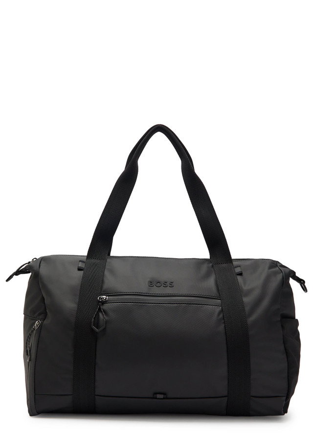 BOSS Stenson logo coated faux leather holdall