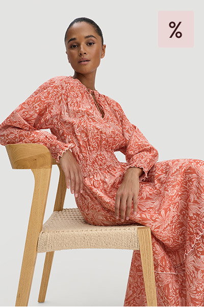 Kleid Floralprint Maxi aus reiner Bio-Baumwolle