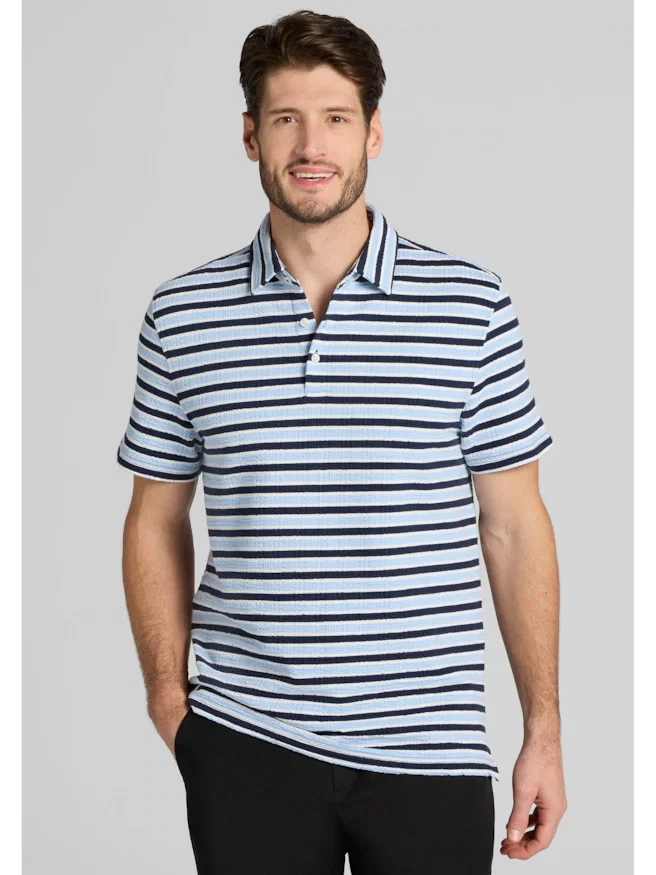 Jos. A. Bank Tailored Fit Seersucker Stripe Polo