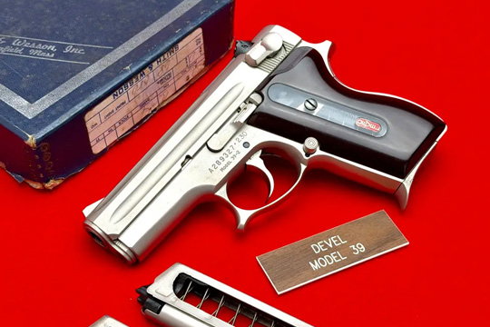 1975 Smith & Wesson 39-2 "DEVEL" Custom 9mm Satin Nickel