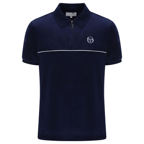 Sergio Tacchini Cardona Velour Zip Polo Shirt - Maritime Blue