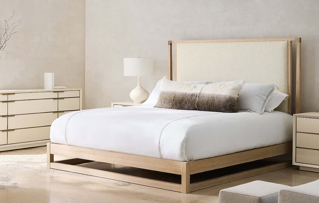 Pinstripe Upholstered Slatted Bed