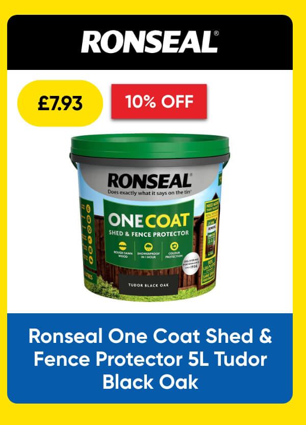 Ronseal One Coat Shed & Fence Protector 5L Tudor Black Oak