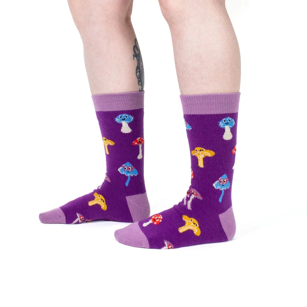 Happy Shrooms Wool Crew Socks