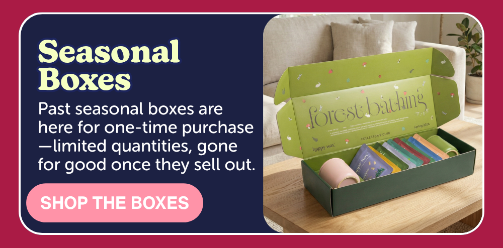 seasonal boxes: Past seasonal boxes are here for one-time purchase—limited quantities, gone for good once they sell out.