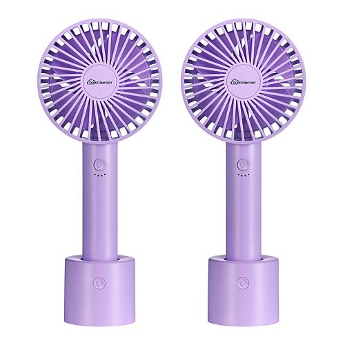 Quik Comfort 2-pack Rechargeable Handheld Fans with Oscillating Base