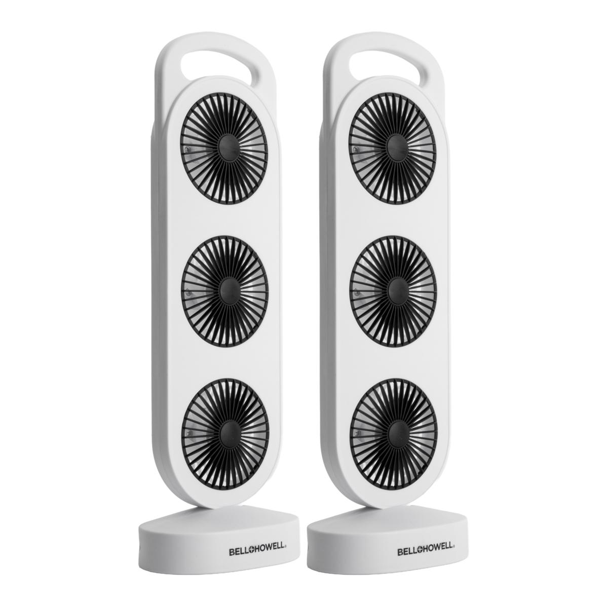 Bell + Howell 2pk Rechargeable 3 Tier Fans with Charging Block