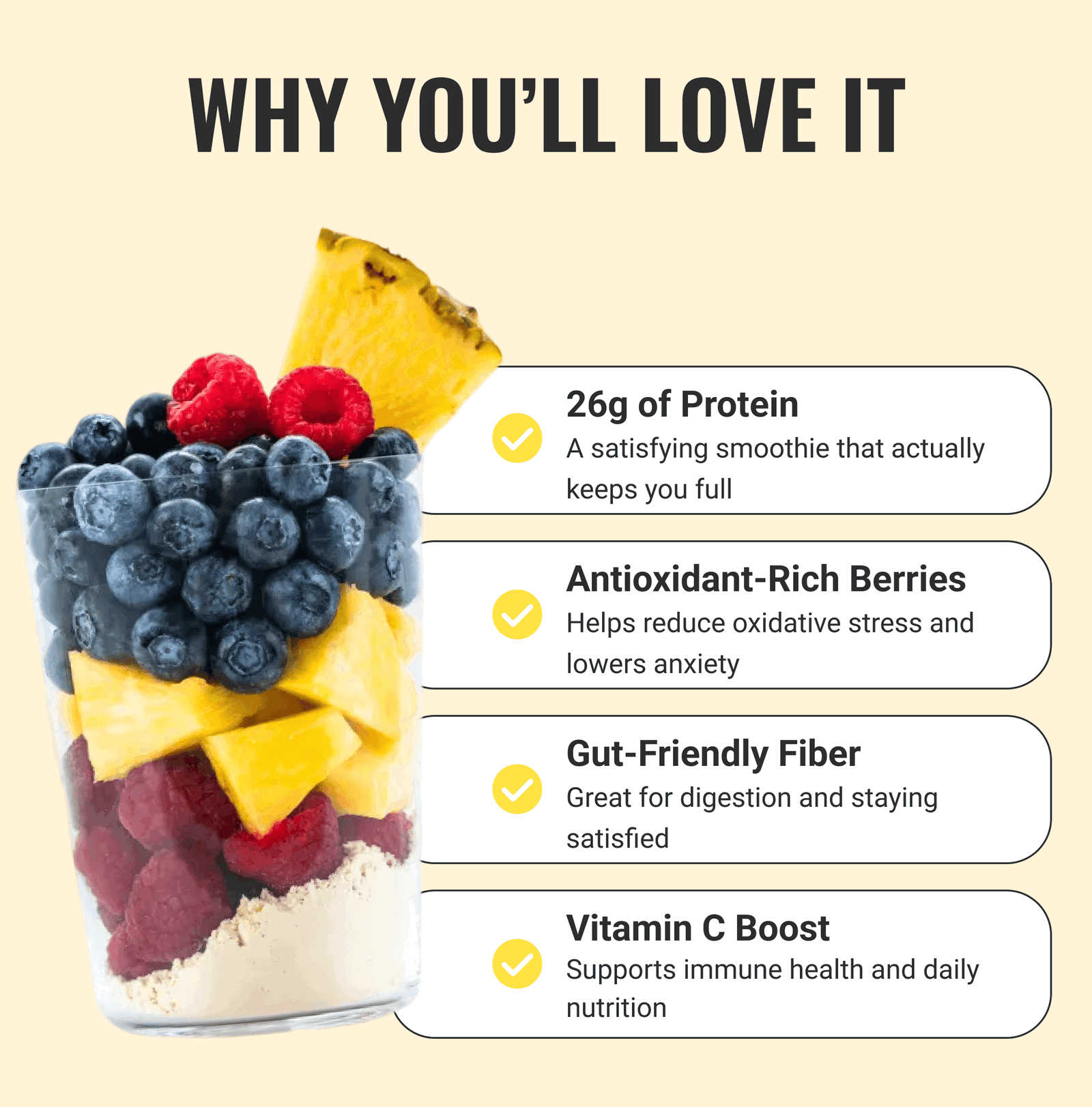 26g of Protein / Gut-Friendly Fiber / Vitamin C Boost