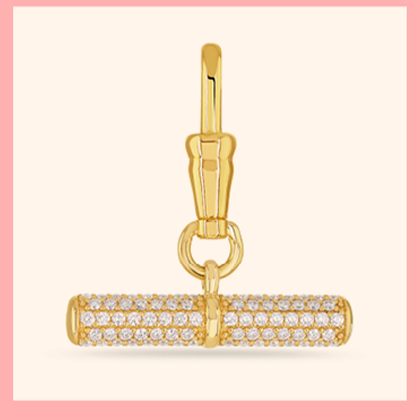 18ct Yellow Gold T-Bar Diamond Pendant Charm