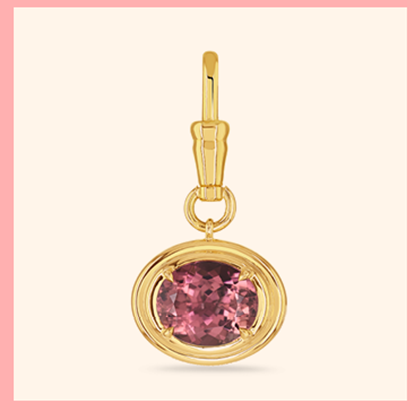 Pink Tourmaline & Diamond Reversible Pendant Charm