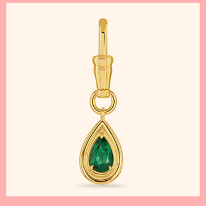Emerald & Diamond Reversible Pendant Charm